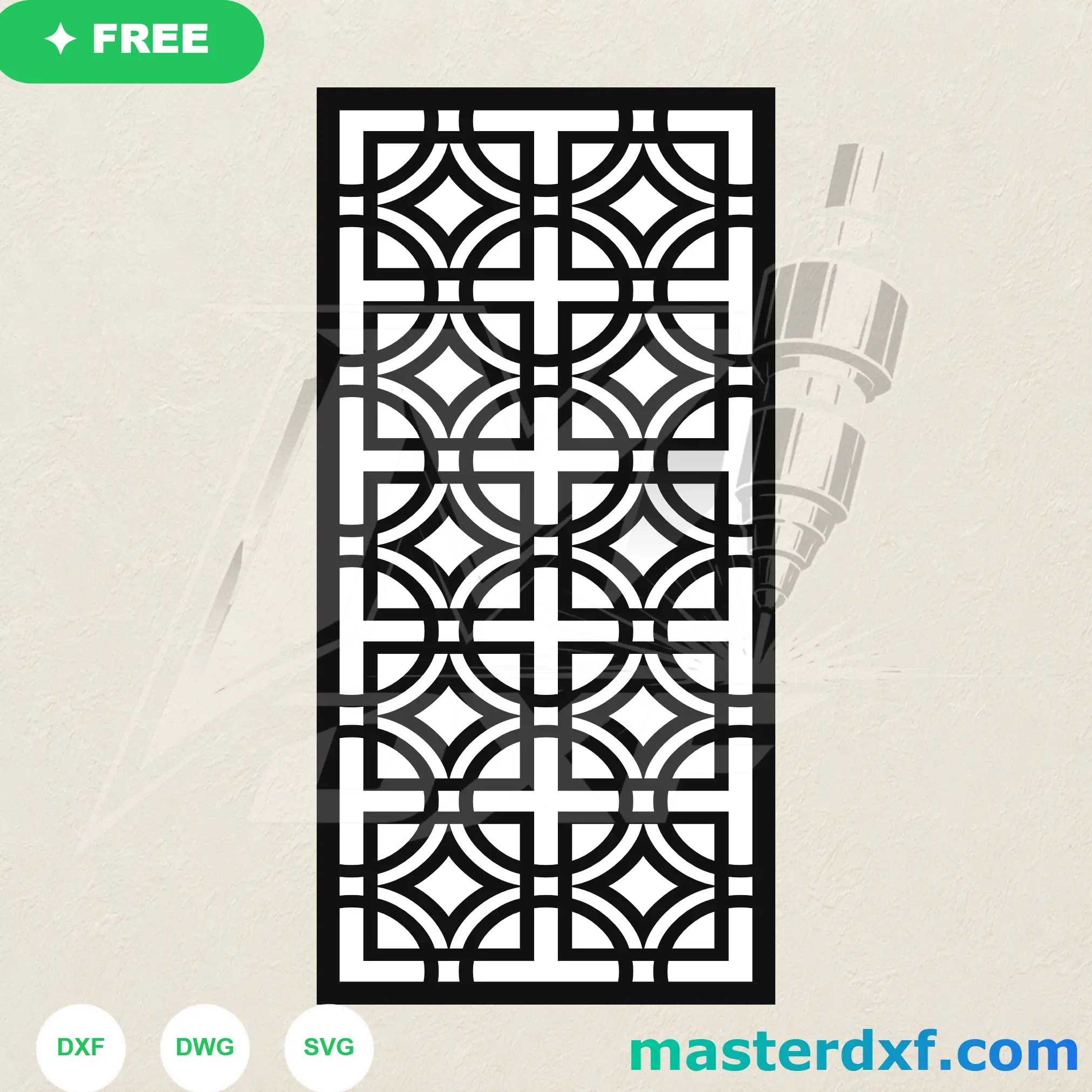 Circular Diamond Cross DXF Lattice for Balanced Modern Screens DXF File